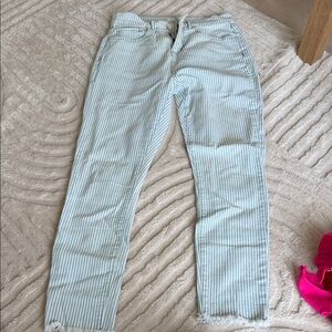 LOFT Light Blue Striped Ankle Jeans